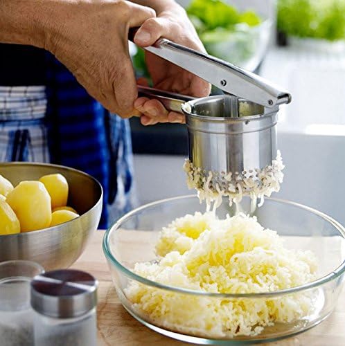 Stainless Steel Potato Masher, Ricer, Press for Smooth Mashed Potatoes, Vegetables and Fruits (Type C)