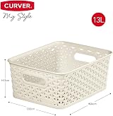 Curver My Style Rattan Effect Storage Basket 13 Litre Pack of 3 Vintage Cream view 7