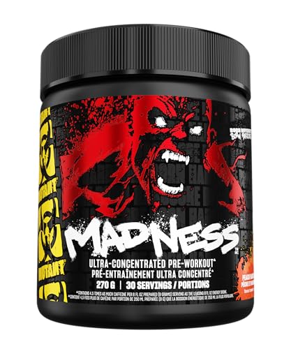 MUTANT MADNESS | Ultra-Concentrated Pre-Workout Supplement | 360mg Caffeine, 4g Pump & Performance Blend, Beta-Alanine, Energy & Focus| 30 serve | 270g | Peach Mango