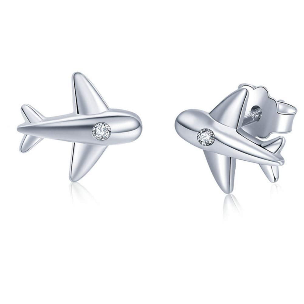 Helen de Lete Original Little Tiny Aeroplane Airplane 925 Sterling Silver Earrings