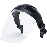 Sellstrom Single Crown Safety Face Shield with Universal Hard Hat Slot Adapter, Clear Tint, Anti-Fog Coating, Black, S32012