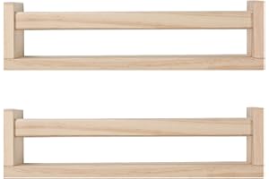 DUICIRX Nursery Room Shelves Set of 2, Wood Floating Book Shelves for Kids Room, Baby Book Shelf for Nursery, Kitchen Spice Rack (Natural Wood- 2 Pack)