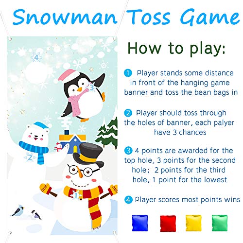 image for WATINC Snowman Toss Games with 4 Bean Bags, Xmas Party Game for Kids a