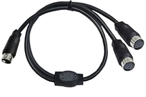 Traovien S-Video 9 Pin Mini DIN Y Splitter Cable, Mini 9-Pin DIN S-Video Male to 2 Female Y Splitter Extension Adapter Cable for TV Receiver, TV, Monitor, Projector,Etc(50CM/20Inch) (9pin M/2F)