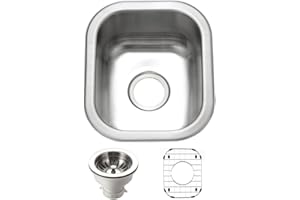 Houzer Club Stainless Steel Kitchen Bar & Prep Sink: 13 Inch Undermount Small Sink with Strainer & Bottom Grid, Durable & Versatile, Essential for Home & Apartment: CS-1307-C