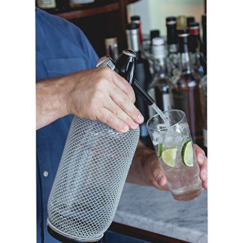 Behind The Bar Glass Soda Siphon with Metal Mesh - 1 Liter
