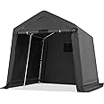 ADVANCE OUTDOOR 8x8 ft Storage Tent with 2 Roll up Doors & Vents Outdoor Portable Shelter Shed Garage Tent Carport for Motorcycle ATV Anti-UV Snow Resistant, Gray