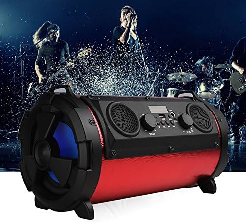 15" Portable Thunder Sonic Bluetooth Cylinder Loud Speaker with Built-In FM Radio (Red)