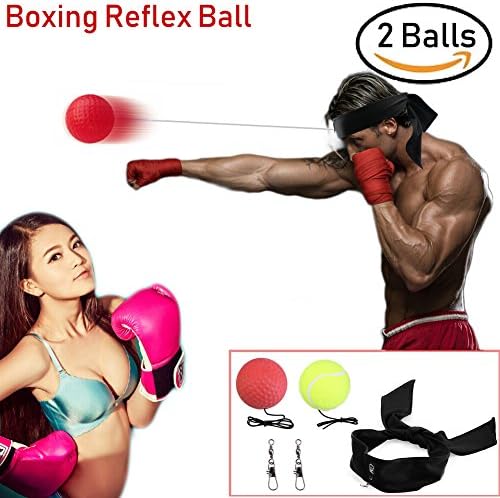 EZworkout Boxing Reflex Ball Stress Relief Training Fight Ball with Elastic and Headband Focus Ball Improve Reaction and Speed