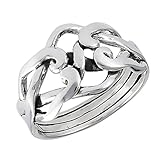 Sterling Silver 4-Band Weaved Puzzle Knot Ring(Sizes 6,7,8,9)