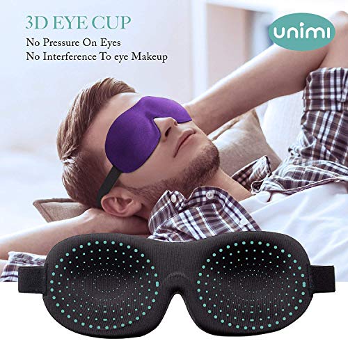 Unimi Sleep Mask for Woman and Man, Upgraded Contoured 3D Eye Mask Eye Cover, Comfortable Sleeping Mask No Pressure On Your Eyeballs, Create Total Darkness