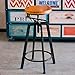 Round Wood Seat Bar/Counter Height Adjustable Swivel Metal Bar Stool/Chair for Bistro Pub Breakfast Kitchen Coffee, Set of 2, Black