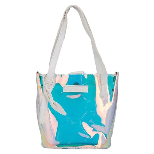 JIMPLEI Transparent Holographic Handbag, Stylish Rainbow Hologram Messenger Bags For women & Girls (Blue)