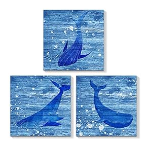 3 Piece Canvas Wall Art - Ocean Theme Mediterranean Style - Canvas Prints Home Artwork Decoration for Living Room,Bedroom - 12"x12"x3 Panels