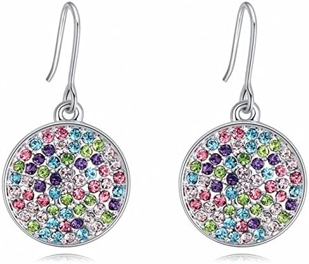 Jewistic Crystal Multicolor Circle Rhodium-Plated Pierced Earrings Made with Swarovski Elements Beautiful Fashion Accessories for Women 7E70017