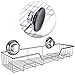 Gecko-Loc Large Wide suction cup wall mount bathroom shower caddy - bath kitchen wire storage basket rack organizer for shampoo and accessories - Silver
