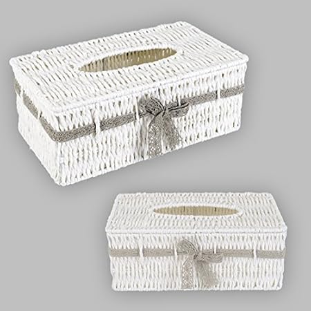 Pañuelos (Caja ratán paños Caja kometik paños Caja Tissue Blanco Shabby