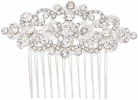 Fairy Moda Silver Crystal Wedding Bridal Hair Side Comb Pin Small 3" ( W )