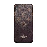 Phone case for iPhone Xs MAX Brown Fashionable Luxurious and Elegant high-Grade Leather Material Monogram Vintage Style Cover Case for Apple iPhone Xs Max ... (Beige)
