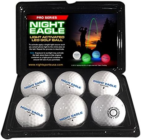 Night Sports Light Activated LED Golf Balls Color White Turn Them On/Off and Play
