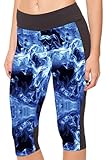 COCOLEGGINGS Womens 3D Digital Print Workout Yoga Capri Pants Cropped Leggings