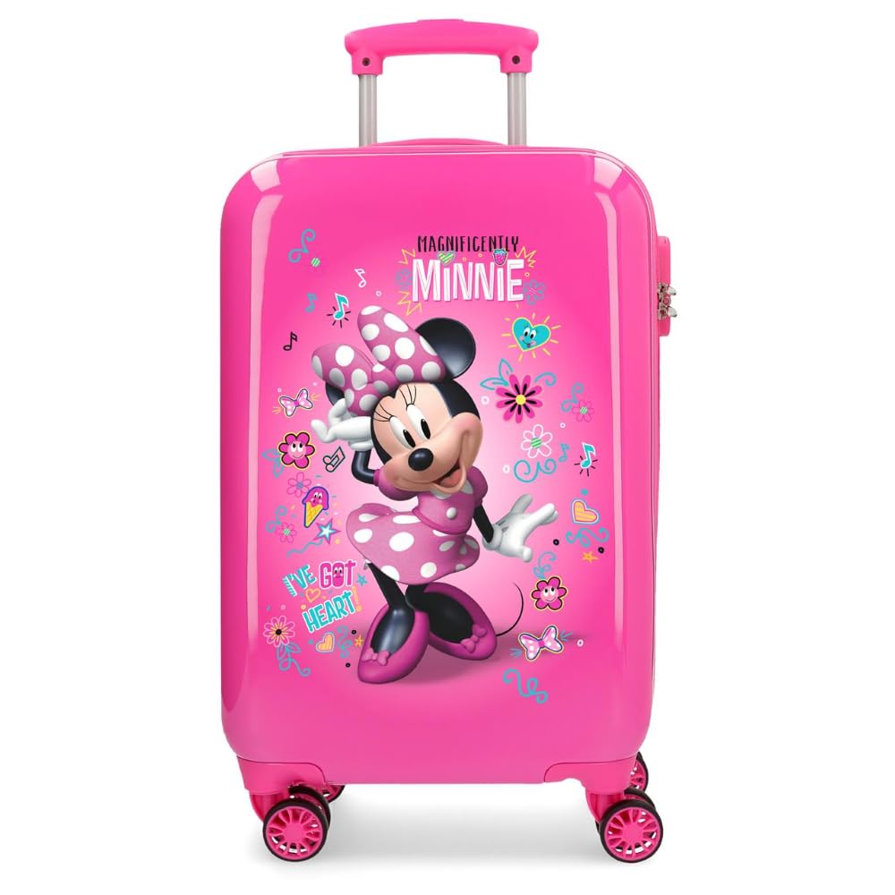 Disney Minnie Stickers Pink Cabin Suitcase 34 x 55 x 20 cm Rigid ABS Combination Lock 32 Litre 2.5 kg 4 Double Wheels Hand Luggage