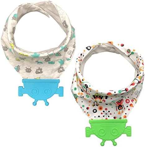 Baby Teether Bibs - Bandana Drool Bibs for Teething and Drooling 2-Pack by Wyatt Carter Baby