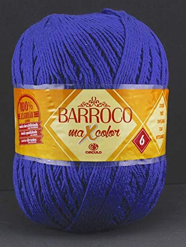 Barroco 100% Cotton Threads in 12 Colors in 494.3 Yards. Perfect fit for 4-5 mm Needles and 5.5-7 mm Crochet Hooks. Great use for Sewing, Arts and Crafts Projects (Dark Blue)