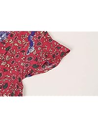 Umeko - Mini vestido para mujer, cuello en V, diseño floral, manga corta