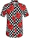 SSLR Men's Polka Dot And Rose Button Down Short Sleeve Casual Shirt (Medium,Black)