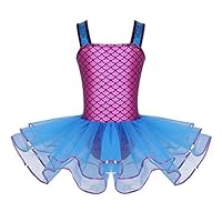 iiniim Girls Sequined Mermaid Scales Ballet Tutu Dress Princess Party Dance Halloween Costumes Fuchsia Blue 4T