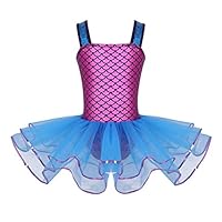 iiniim Girls Sequined Mermaid Scales Ballet Tutu Dress Princess Party Dance Halloween Costumes Fuchsia Blue 4T