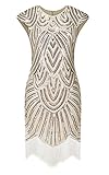DEARCASE Women's 1920s Gatsby Diamond Sequined Embellished Fringed Flapper Dress