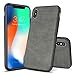 iPhone X Case/iPhone 10 Case Salawat Slim Shock Proof Phone Cover Lightweight Premium PU Leather TPU Bumper PC Protection for iPhone X iPhone 10 5.8inch(Gray)