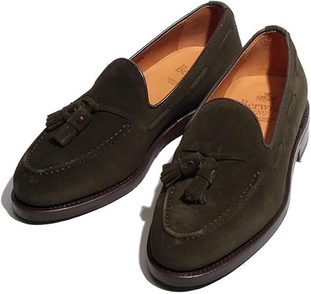 Amazon バーウィック グッドイヤーウェルテッド製法 スエード タッセルローファー Bw8491h08s グリーン 9 並行輸入品 Berwick バーウィック ローファー スリッポン