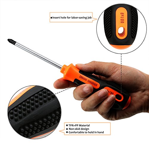 image for Kingsdun Phillips and Flathead Screwdriver Set, 9pcs Long and Stubby S