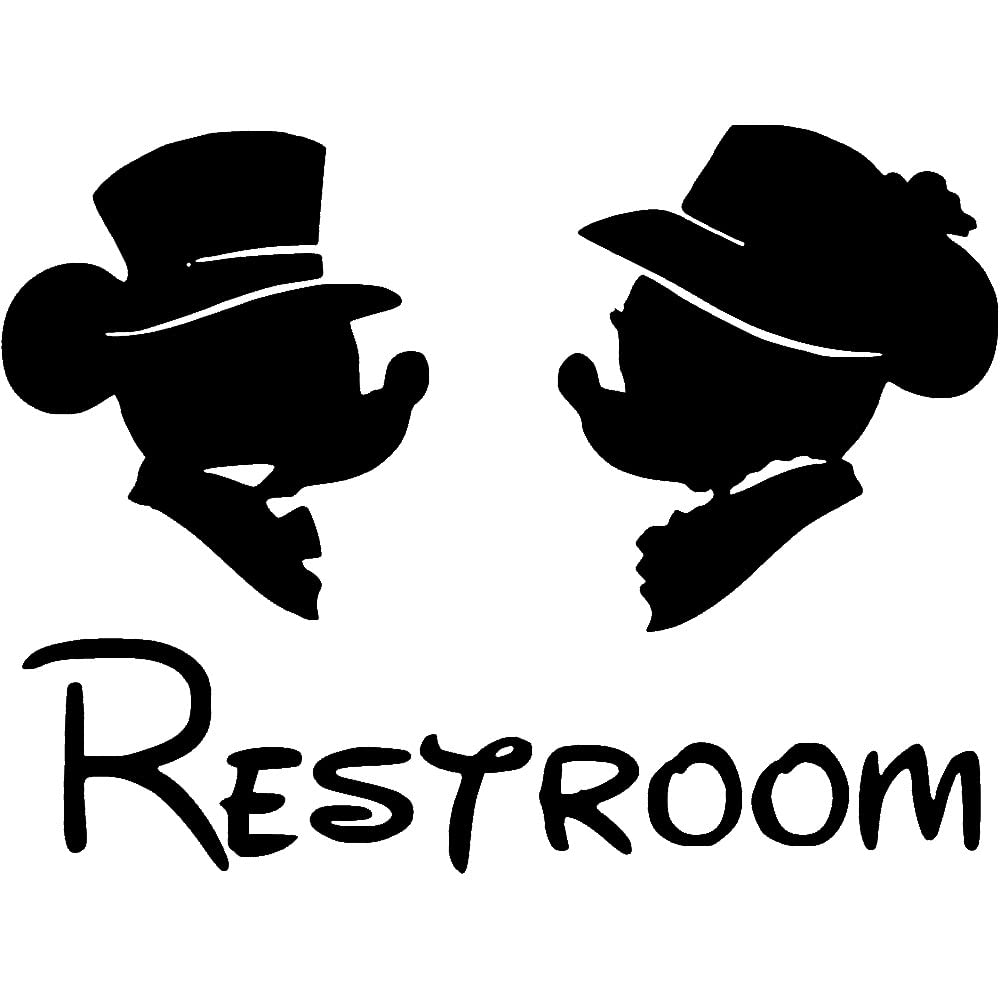 Mickey Restroom Bathroom Door Sign Sticker - Bath Accessory - Home Decor - Toilet Gifts - Wall Art - Mouse Sticker (Black)