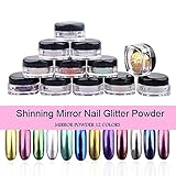 EVERMARKET 12pcs/set Mirror Nail Glitter Powder Nail Art Chrome Pigment Shinning Metallic Nail (5)
