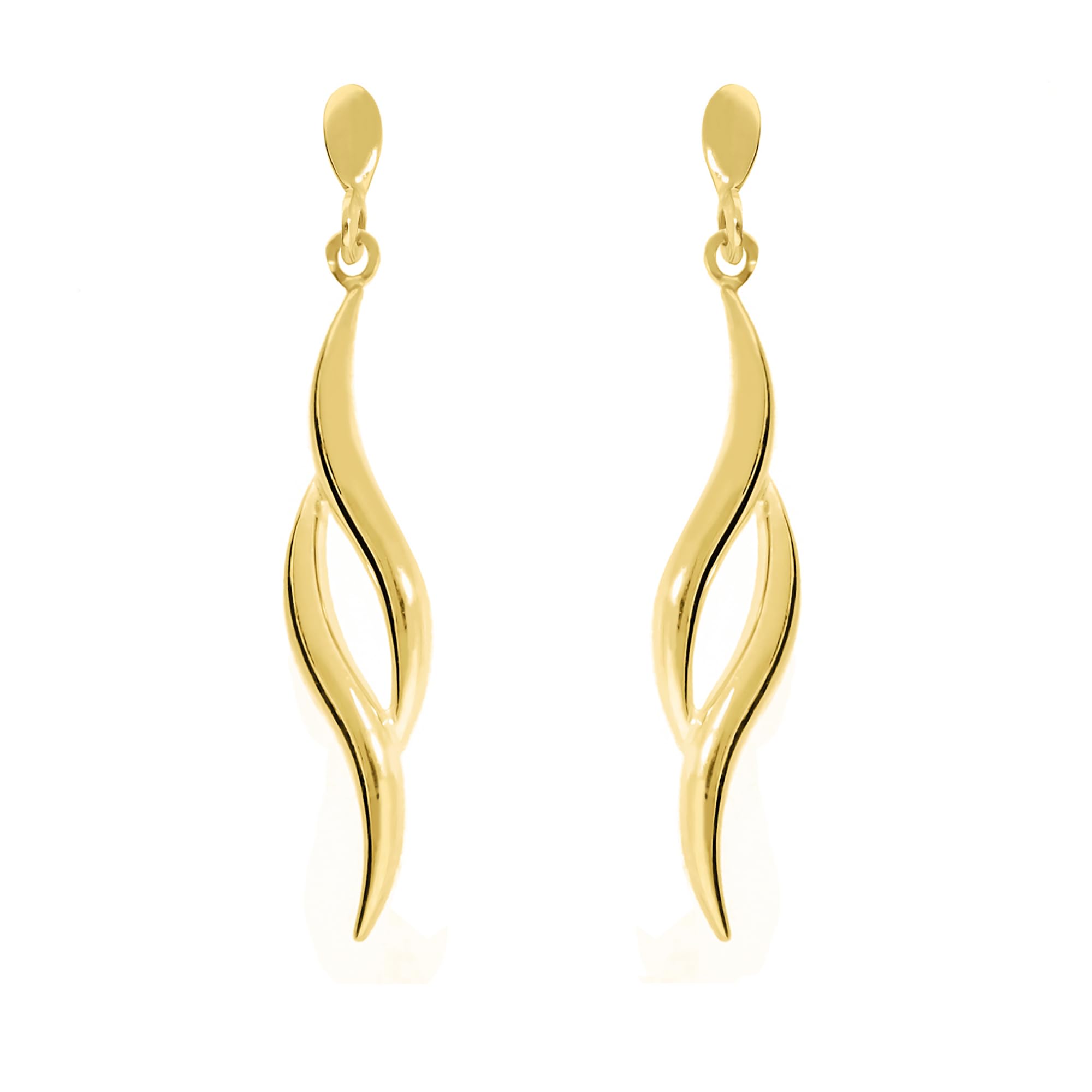 Lucchetta - 9ct Gold Dangle Earrings, 1.45in (36mm) length, Ladies Girls Jewellery Made in Ital