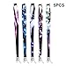 DYZD Neck Lanyard Neck Strap 16 Inches Starry Band Lanyard Strings Metal Ring For Name Tag Badge Holders, Keys, Keychains, Cell Phones, Cameras, USB - 5 Colors (Style 1,5 PCS)