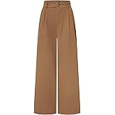 AUXDIO Womens Straight Leg Pants Casual High Waisted Stretchy Double Buttoned Trousers Work Business Dress Pant