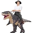 MXoSUM Adult Dinosaur Costume Inflatable Riding T- rex costume Funny Dino Blow up Costume Suit for Halloween Party Cosplay