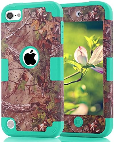 Case for iPod Touch 5 6 Case, CheerShare Layered 3 in 1 Hard PC Case + Silicone Shockproof Heavy Duty High Impact Armor Case Cover Protective Case for Apple iPod Touch 5 6th Generation (Brown+Blue)
