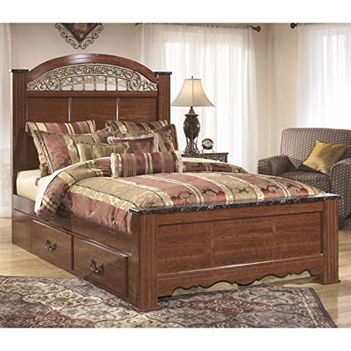 Ashley Fairbrooks Estates Wood King Poster Panel Bed in Brown