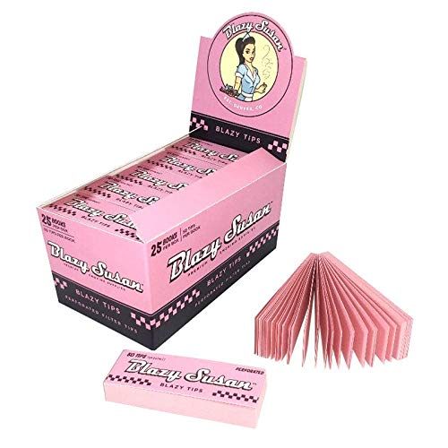 Blazy Susan Pink Filter Tips - Perforated Rolling Paper Tips - 25 Pack, 50 Count (1250 Tips Total)