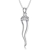 Sonouli Lab Grown Diamond Italian Horn Necklace Sterling Silver Horn Pendant Necklace Gift for Women