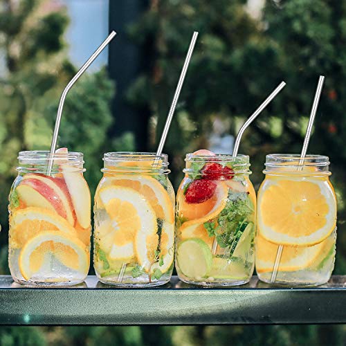 4 Hiware+12+Pack+Stainless+Straws+Cleaning