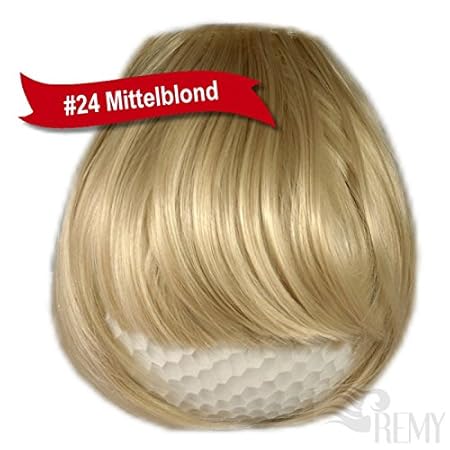 RemyHaar.eu - Clip In Extensions Pony Stirnfransen Haarteil Pony Verdichtung Haarverlängerung Gerade Pony Form - 24#(Mittelbl