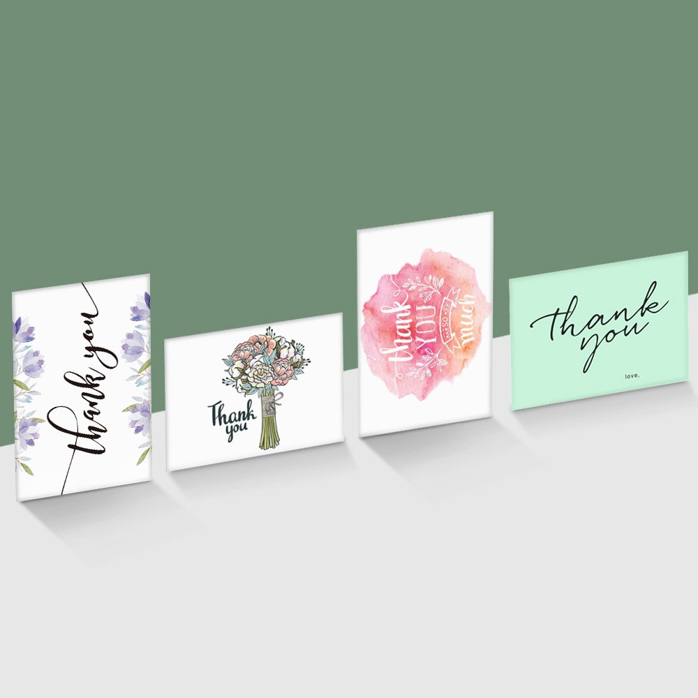 LATIT Blank Thank You Cards, Boxed Cards, 20 Bulk Greeting Card with Envelopes, Assorted 4 Designs Cards, Occasions for Her/Him/Kids/Teacher/Boss/Friend/Father/Mother/Family, 5 x 7 Inches