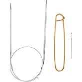 HARFINGTON Circular Knitting Needles 24" Stainless Steel US 7/4.5mm Knitting Needles 5.51" with Knitting Stitch Holder for Fast Knitting Tip to Tip Sweater Scarves Necklaces